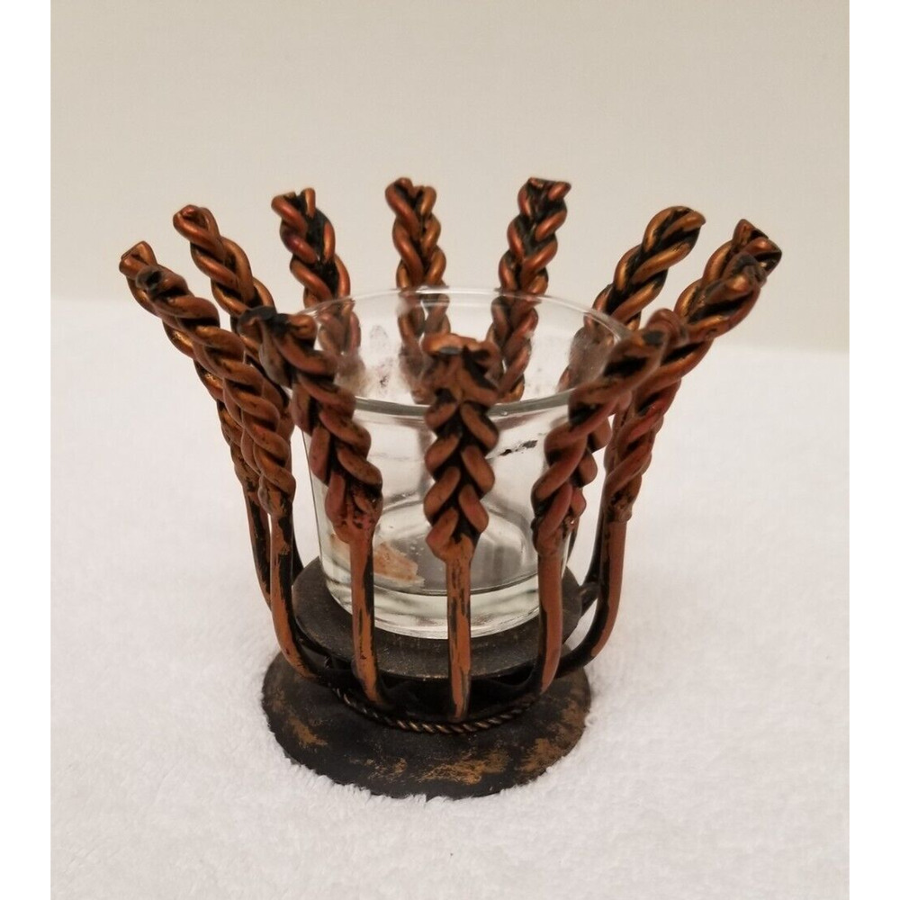 Copper look twisted small candle holder Item#253